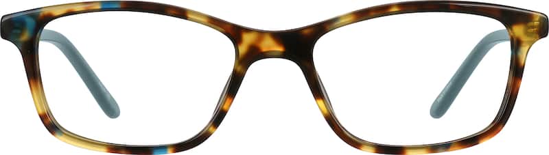 Tortoiseshell/Green Rectangle Glasses