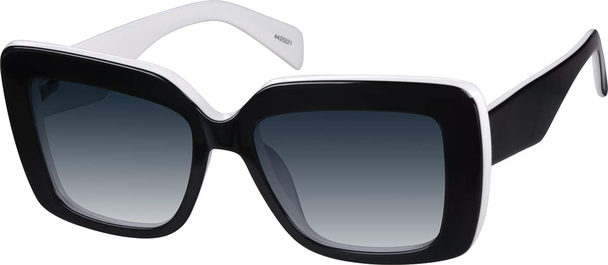 Angle view of Premium Square Sunglasses 4425221 in Black