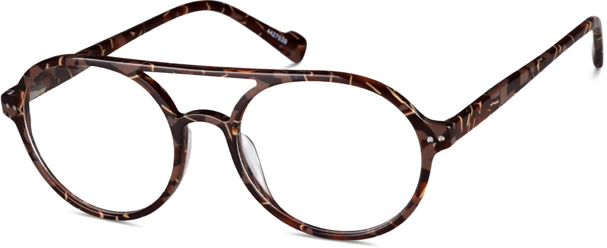 Angle view of Round Glasses 4427539 in Brown Pattern