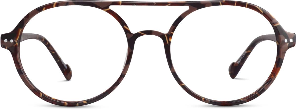 Front view of Round Glasses 4427539 in Brown Pattern