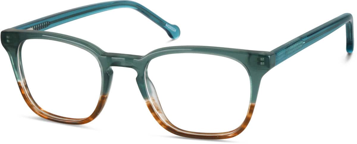 Angle view of Square Glasses 4429324 in Emerald/Copper