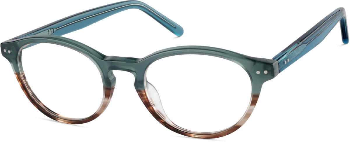 Angle view of Round Glasses 4429524 in Malachite/Brown