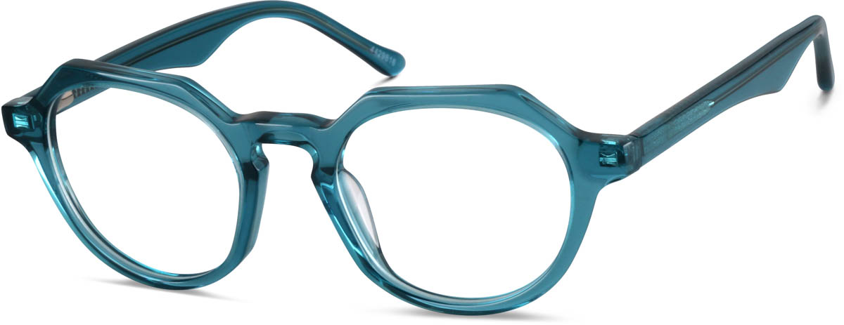 Zenni Geometric Prescription Glasses Blue Tortoiseshell Plastic Full Rim Frame
