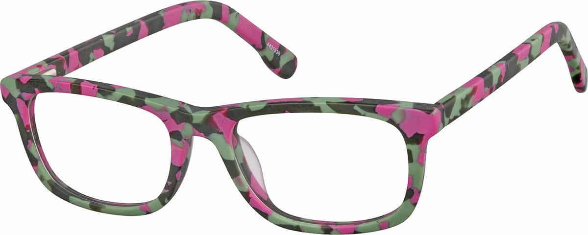 Angle view of Kids’ Rectangle Glasses 4431939 in Fuschia/Green