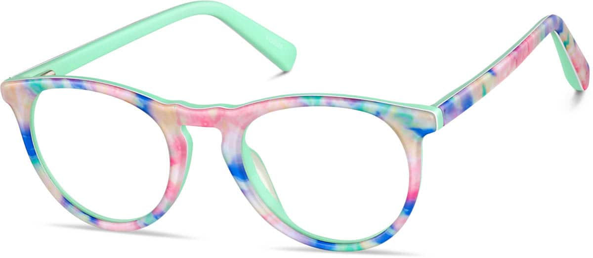 Angle view of Kids’ Round Glasses 4433029 in Day-Glo