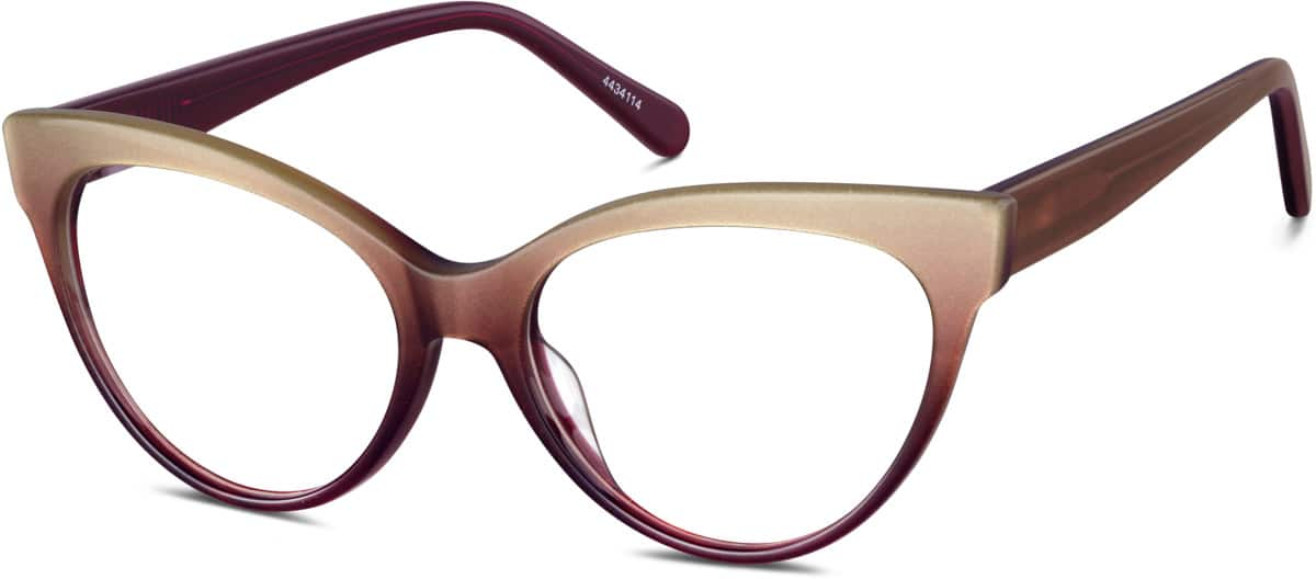 Angle view of Cat-Eye Glasses 4434114 in Gold Ombre