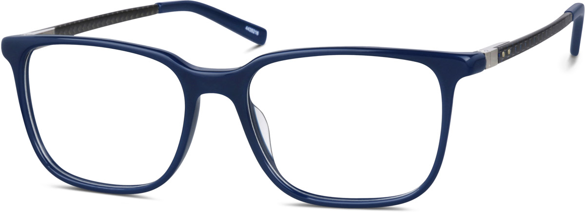 Zenni Men's Square Prescription Glasses Blue Tortoiseshell Carbon Fiber Full Rim Frame