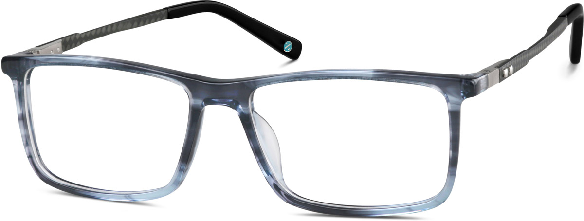 Zenni Men's Rectangle Prescription Glasses Blue Carbon Fiber Full Rim Frame