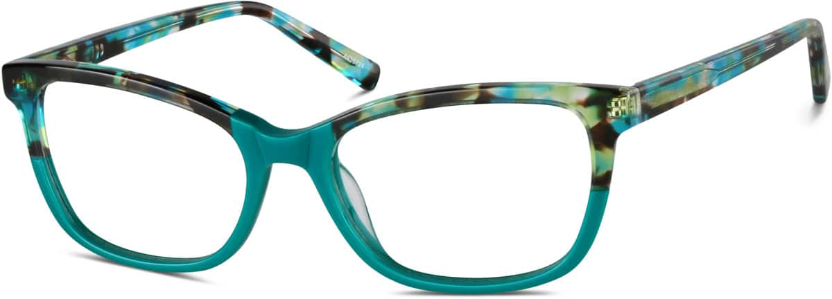 Angle view of Rectangle Glasses  4435724 in Teal