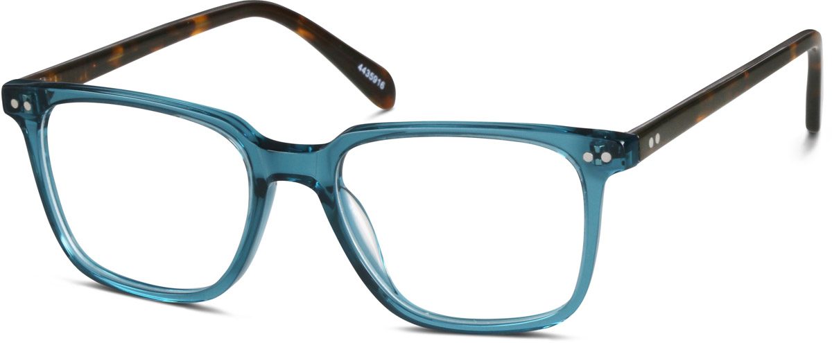 Zenni Square Prescription Glasses Blue Plastic Full Rim Frame