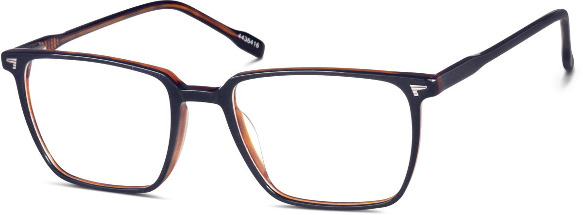 Zenni Men's Square Prescription Glasses Blue Tortoiseshell Plastic Full Rim Frame
