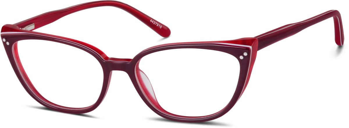 Angle view of Cat-Eye Glasses 4437918 in Red