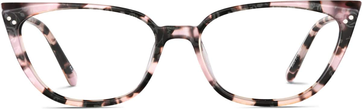 Pink and cheap black eyeglasses