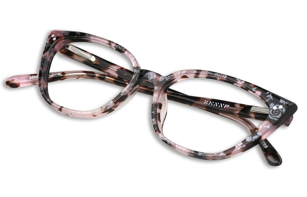Zenni Girls Cat-Eye Prescription Glasses Pink Plastic Full Rim Frame, Blokz Blue Light Glasses, 1110119