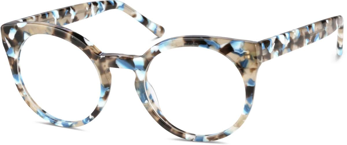 Angle view of Round Glasses 4438339 in Blue Tortoiseshell