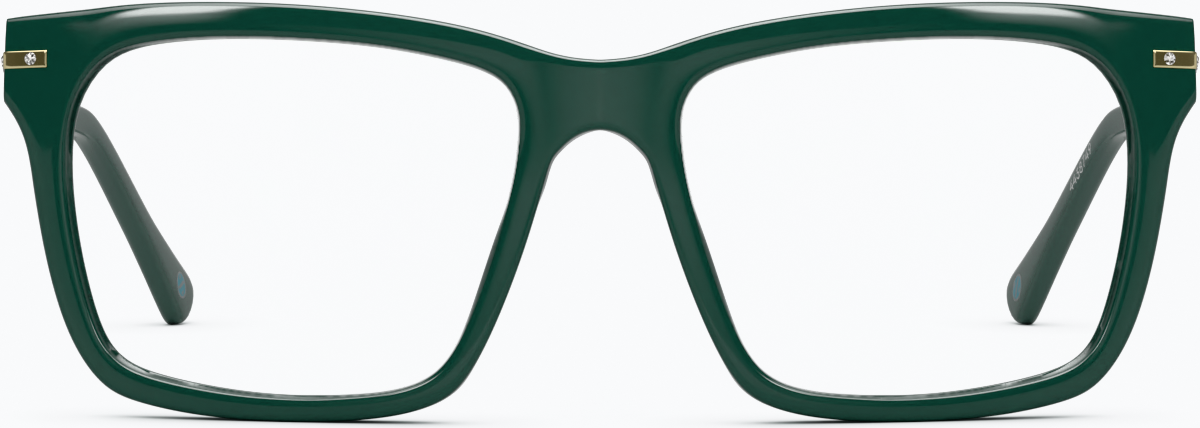 Front view of Square Glasses 4438724 in Evergreen thumbnail