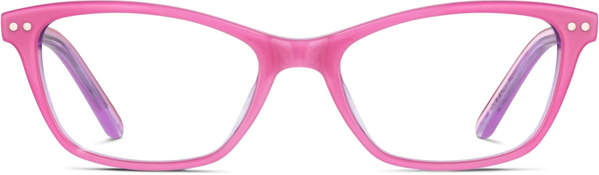 Front view of Kids' Rectangle Glasses 4439319 in Pink