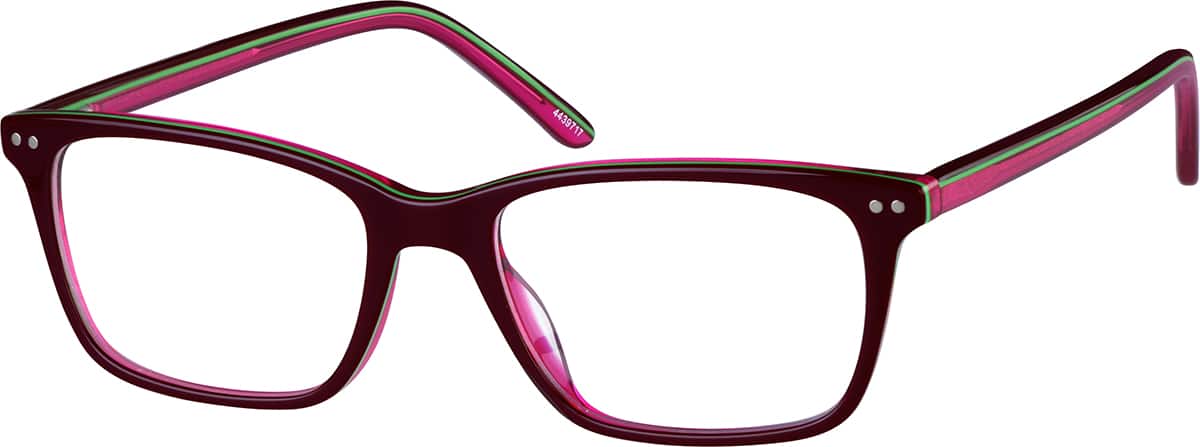 Angle view of Rectangle Glasses 4439717 in Eggplant