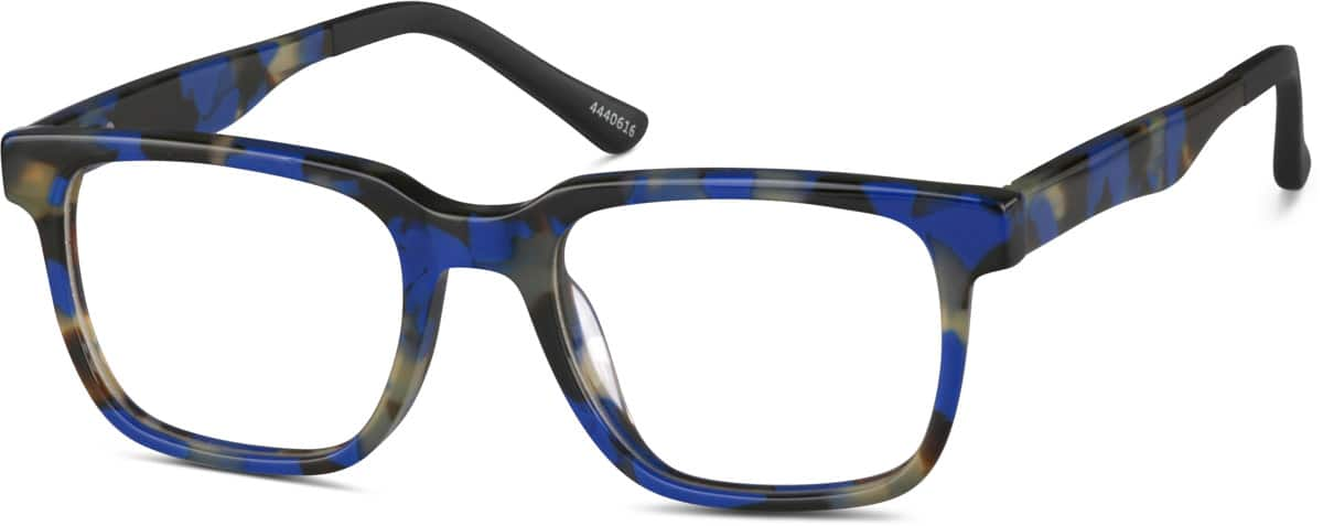 Angle view of Dare Kids' Square Glasses 4440616 in Blue Tortoiseshell