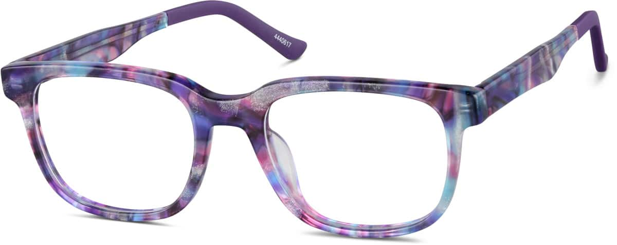 Angle view of Dare Kids' Square Glasses 4440617 in Purple