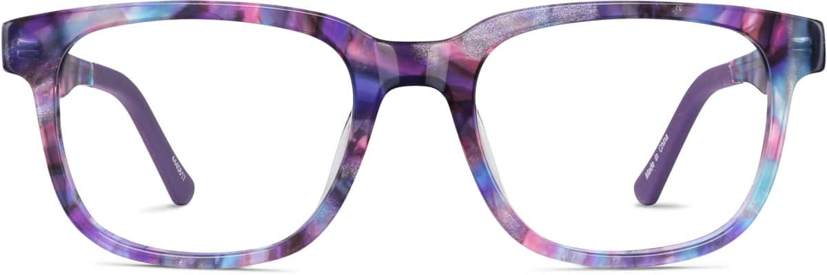 Front view of Dare Kids' Square Glasses 4440617 in Purple