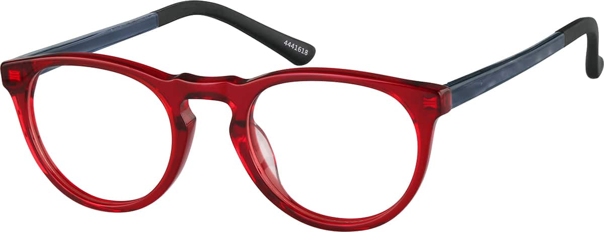 Angle view of Dream Kids' Round Glasses 4441618 in Red