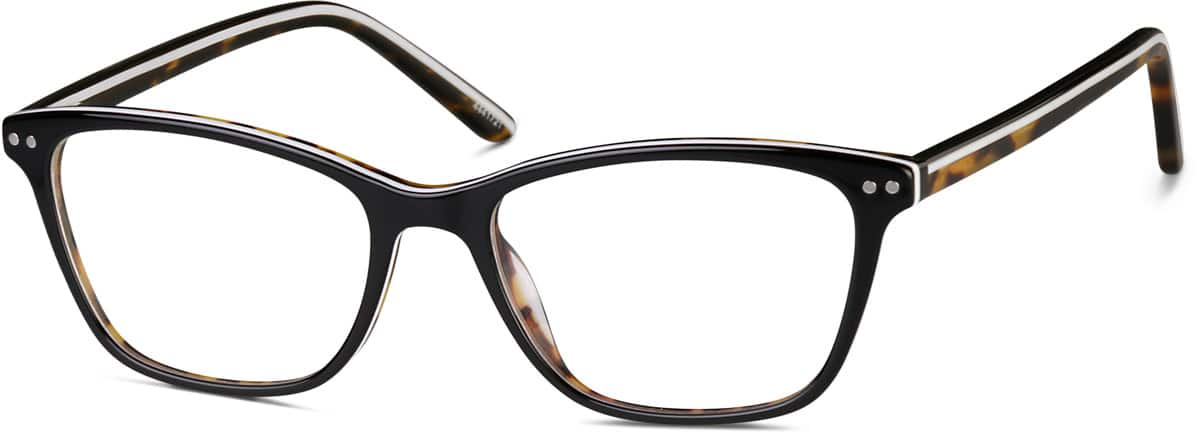 Angle view of Rectangle Glasses  4441721 in Black