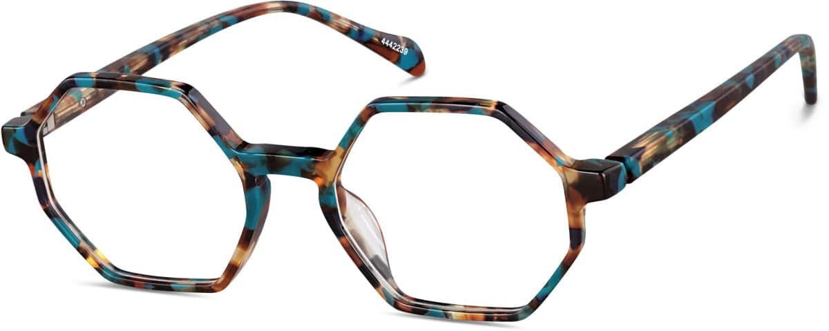 Angle view of Geometric Glasses  4442239 in Brown/Blue