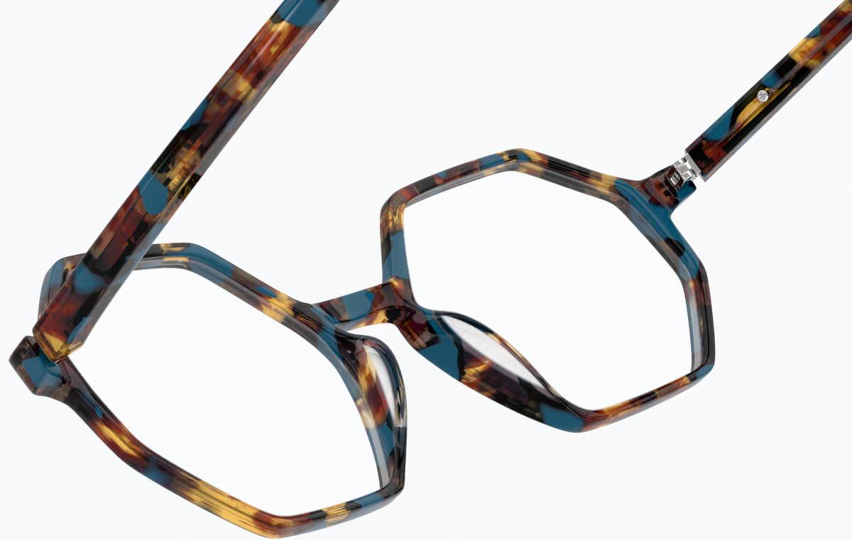 See-through view of Geometric Glasses 4442239 in Brown/Blue thumbnail