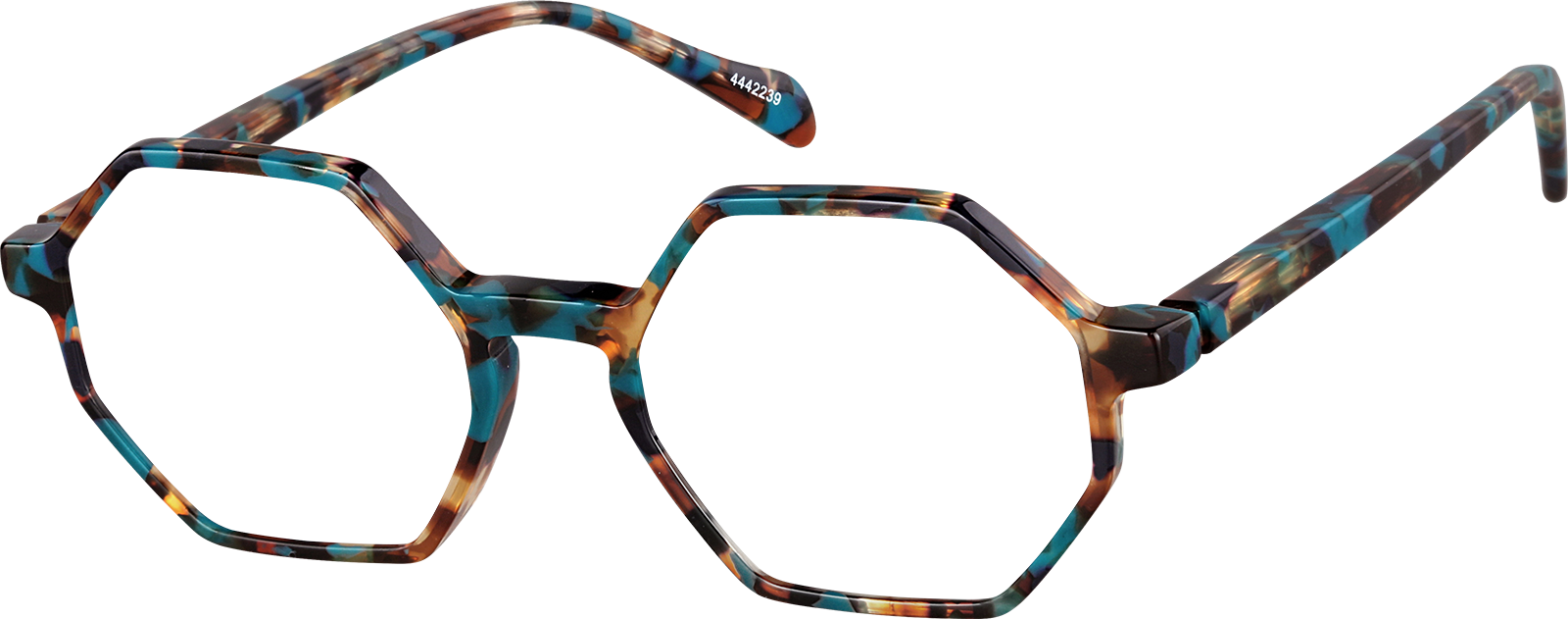 Angle view of Geometric Glasses  4442239 in Brown/Blue