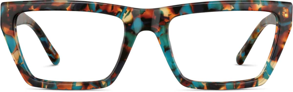 Front view of Rectangle Glasses 4443224 in Peacock