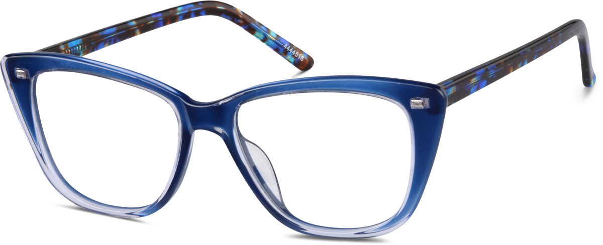 Zenni Women's Cat-Eye Prescription Glasses Blue Tortoiseshell Plastic Full Rim Frame