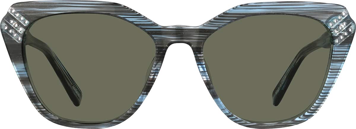 アイケア a.in Aqua Pattern Cat-Eye Glasses #4445416 | Zenni Optical Canada