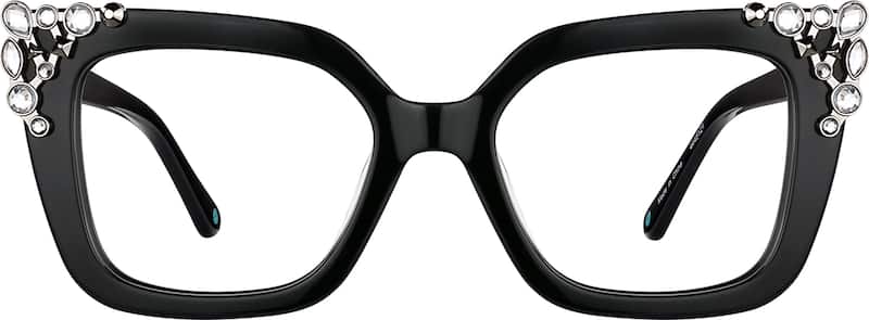 Jet Black Cat Eye Glasses