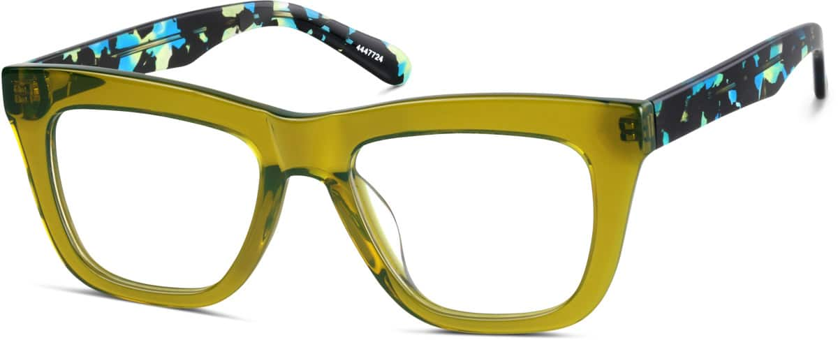 Angle view of Square Glasses 4447724 in Olive