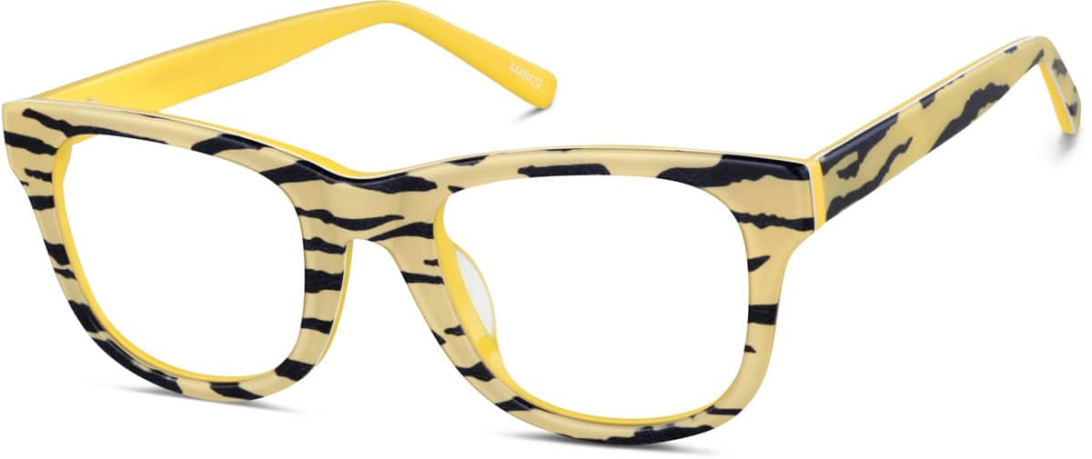 Angle view of Square Glasses 4448422 in Yellow Tiger