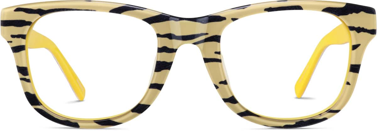 Front view of Square Glasses 4448422 in Yellow Tiger