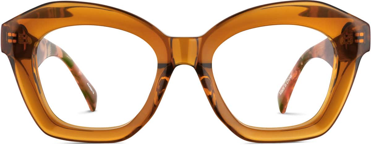 Front view of Square Glasses 4448615 in Amber