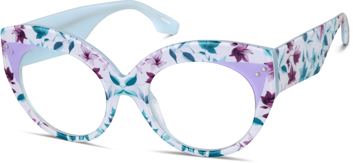 Zenni Women's Cat-Eye Prescription Glasses Pattern Plastic Full Rim Frame