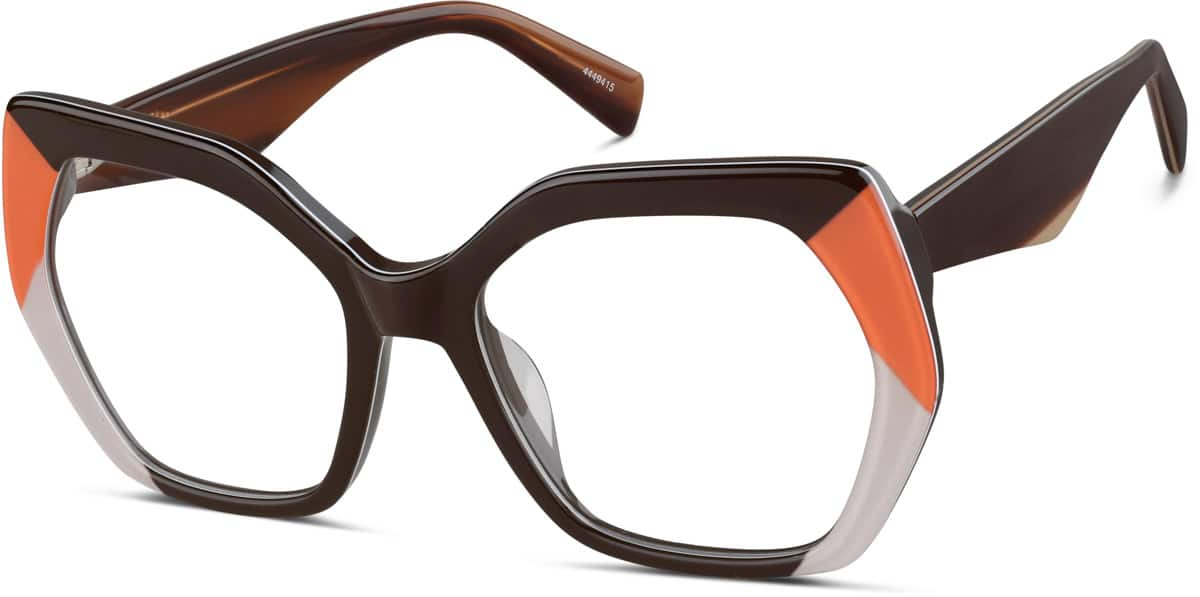 Angle view of Geometric Glasses 4449415 in Brown