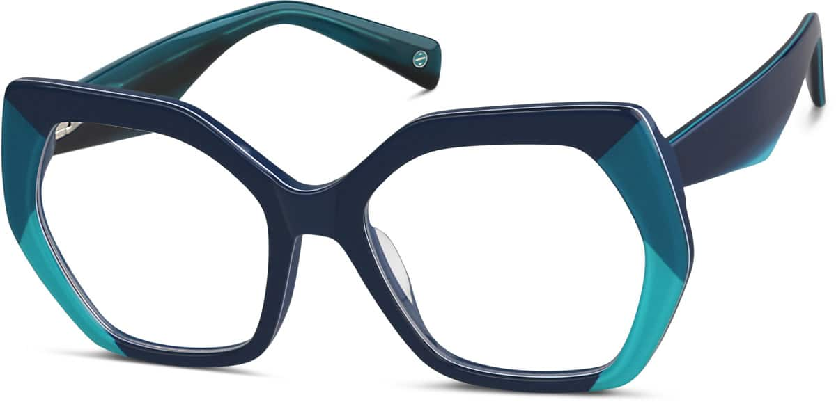 Angle view of Geometric Glasses 4449416 in Navy