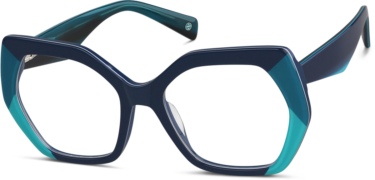 Zenni Women's Vintage Geometric Prescription Glasses Blue Plastic Full Rim Frame