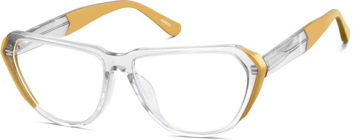 Angle view of Geometric Glasses 4449522 in Yellow