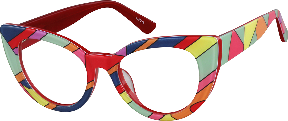 Zenni Kids Square Prescription Glasses Rainbow Plastic Full Rim Frame, Custom Engraving, Blokz Blue Light Glasses, 2036829