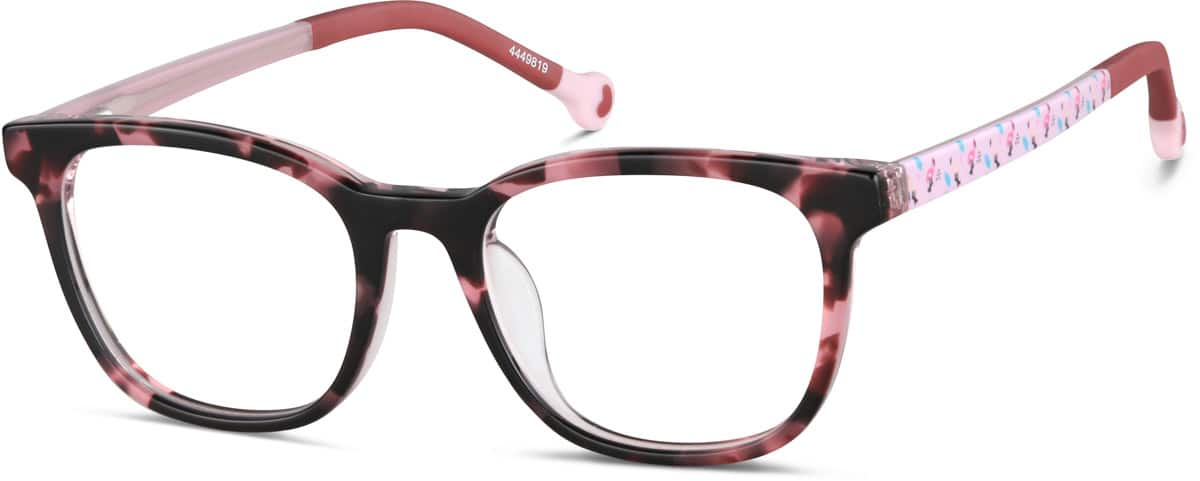 Angle view of Kid's Square Glasses 4449819 in Pink Tortoiseshell