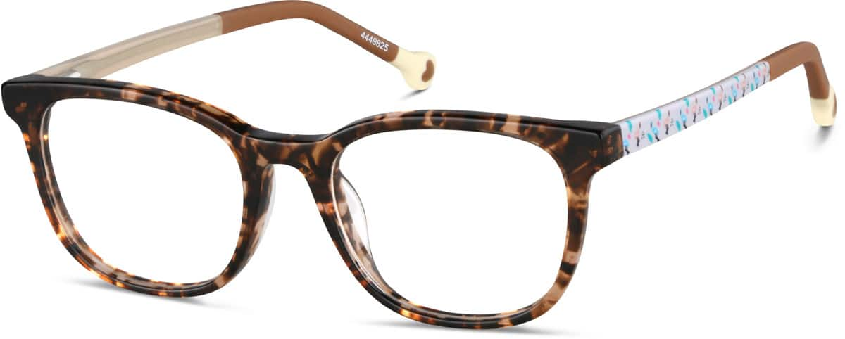 Angle view of Kid's Square Glasses 4449825 in Tortoiseshell