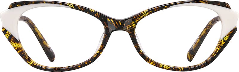 White/Brown Striped Oval Glasses