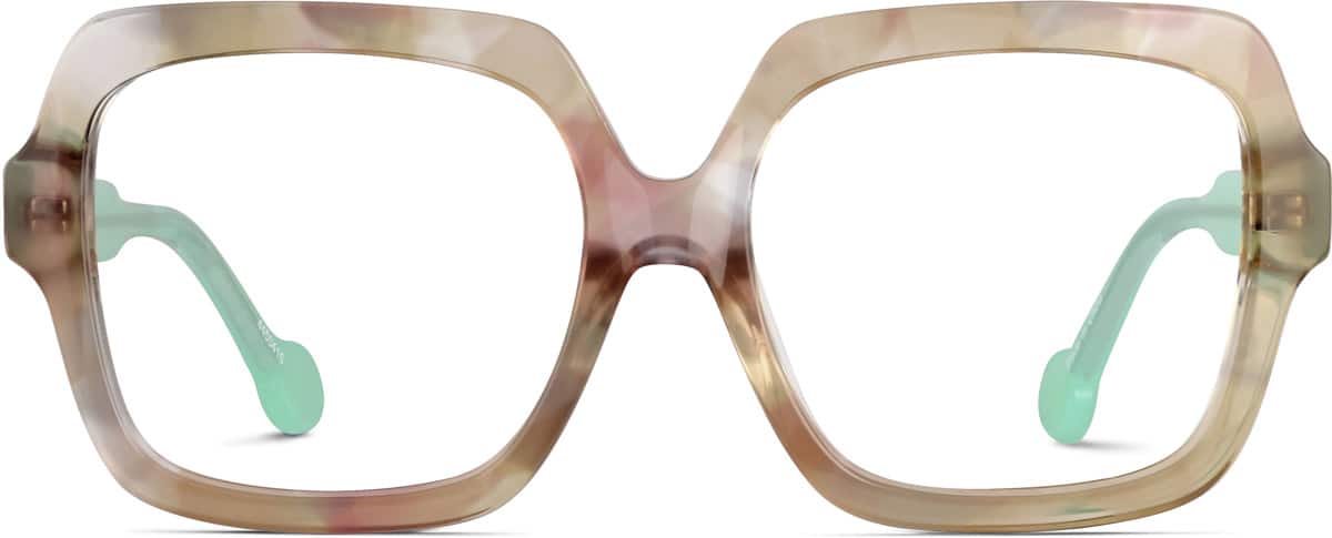 Zenni Kids Square Prescription Glasses Green Plastic Full Rim Frame, Lightweight, Blokz Blue Light Glasses, 2035724