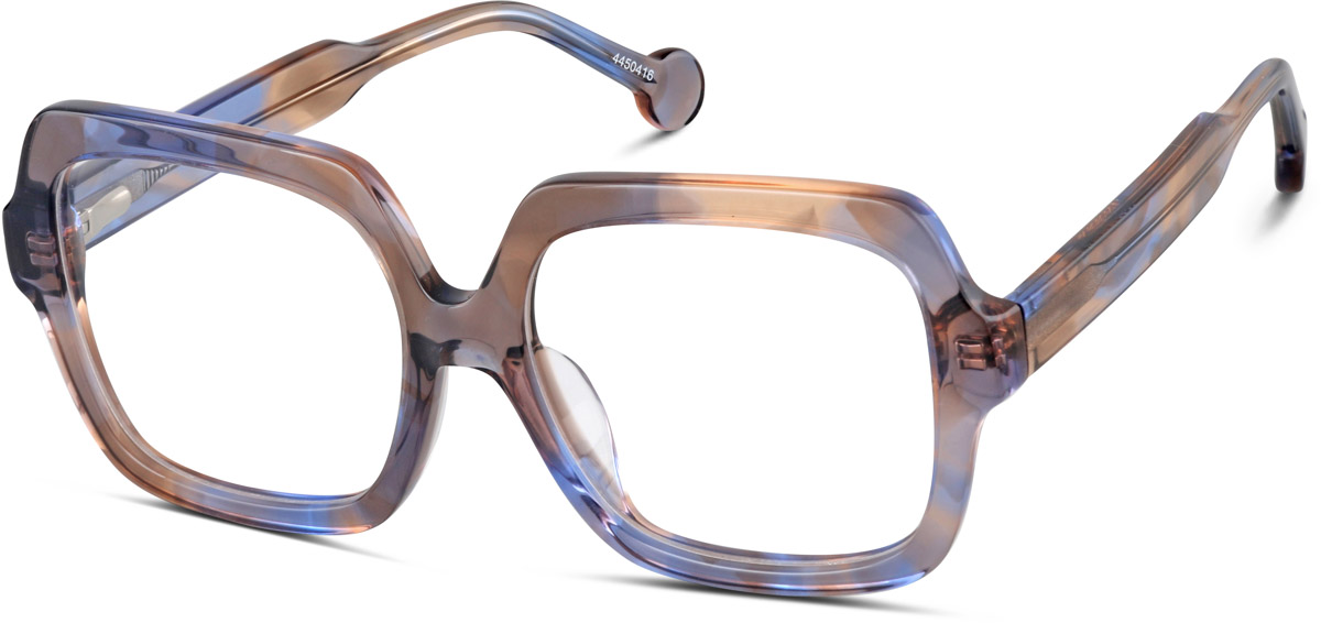 Zenni Girls Vintage Square Prescription Glasses Blue Plastic Full Rim Frame