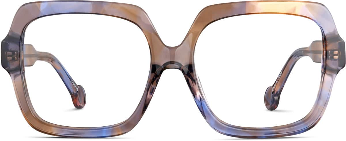 Front view of Kids' Square Glasses 4450416 in Blue